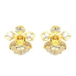 VTG RISIS Vanda Miss Joaquim Natural Orchid Onicidium Stud Earrings Gold Plated